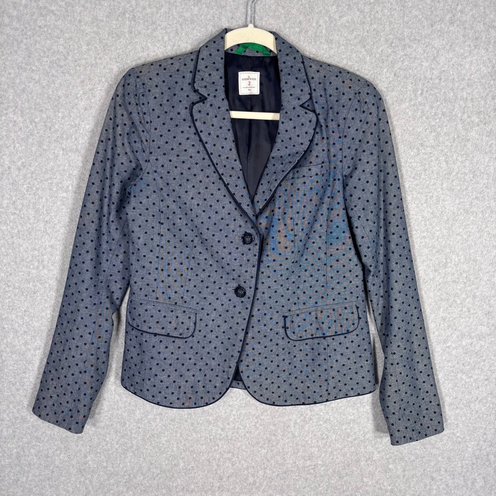 Gap Academy Polka Dot Blazer 2 Blue Chambray Cotton Crest Button Equestrian